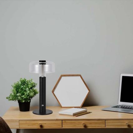 Lámpara de mesa LED recargable con atenuador táctil LED/1W/5V 3000K 1800 mAh negra