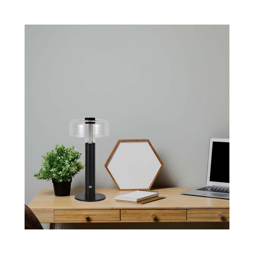 Lámpara de mesa LED recargable con atenuador táctil LED/1W/5V 3000K 1800 mAh negra