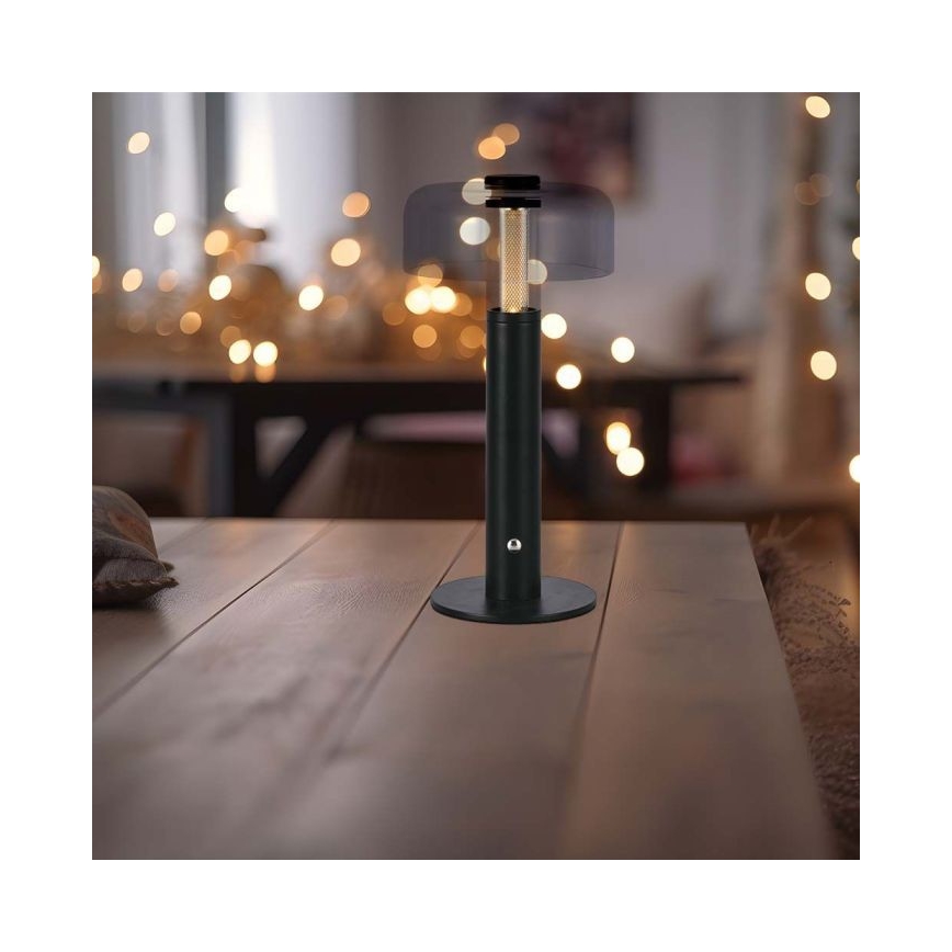Lámpara de mesa LED recargable con atenuador táctil LED/1W/5V 3000K 1800 mAh negra