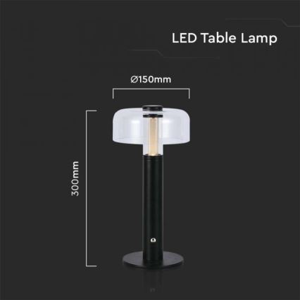 Lámpara de mesa LED recargable con atenuador táctil LED/1W/5V 3000K 1800 mAh negra