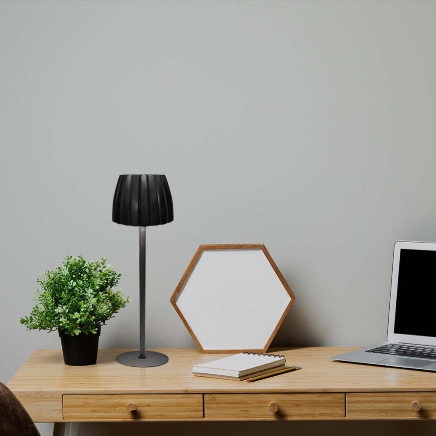 Lámpara de mesa LED recargable con atenuador táctil LED/2,7W/5V 3000/4000/6000K 1800 mAh negra