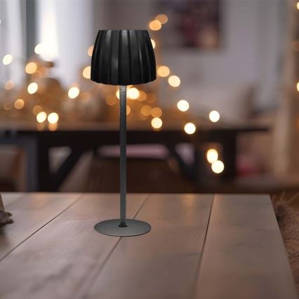 Lámpara de mesa LED recargable con atenuador táctil LED/2,7W/5V 3000/4000/6000K 1800 mAh negra