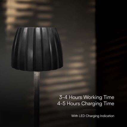 Lámpara de mesa LED recargable con atenuador táctil LED/2,7W/5V 3000/4000/6000K 1800 mAh negra