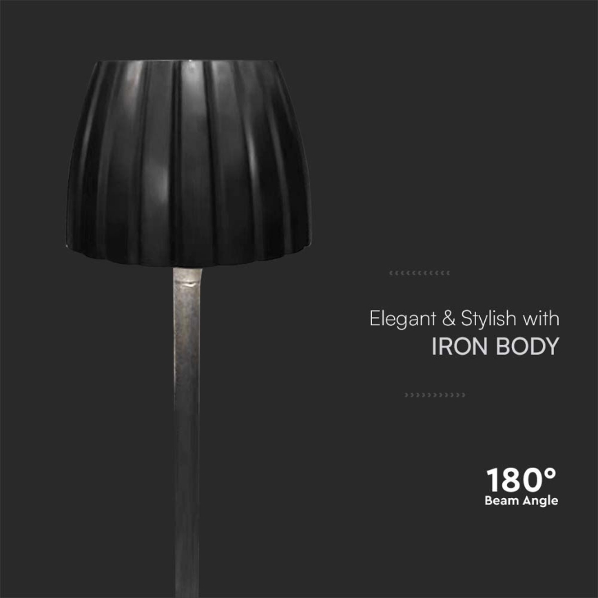 Lámpara de mesa LED recargable con atenuador táctil LED/2,7W/5V 3000/4000/6000K 1800 mAh negra