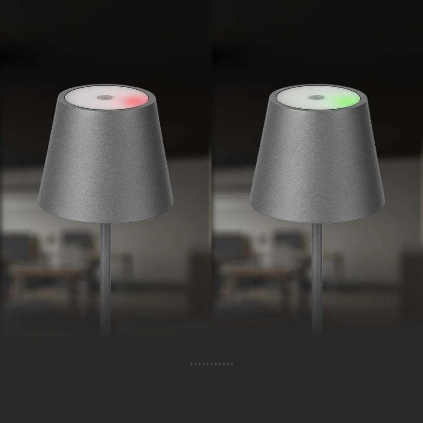 Lámpara de mesa LED recargable táctil regulable LED/2W/5V 4400 mAh 3000K IP54 gris