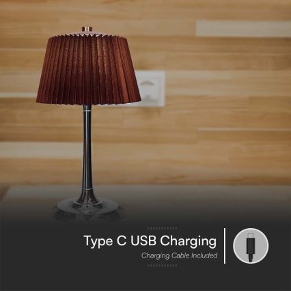 LED Lámpara de mesa táctil recargable y regulable LED/1,5W/5V 3000/4000/6000K 1800 mAh marrón