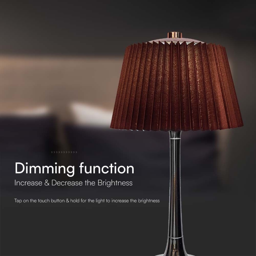 LED Lámpara de mesa táctil recargable y regulable LED/1,5W/5V 3000/4000/6000K 1800 mAh marrón