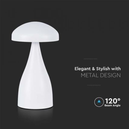 LED Lámpara de mesa táctil recargable y regulable LED/1W/5V 3000-6000K 1800 mAh blanco