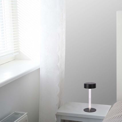 LED Lámpara de mesa táctil recargable y regulable LED/3W/5V 3000-6000K 2400 mAh negro