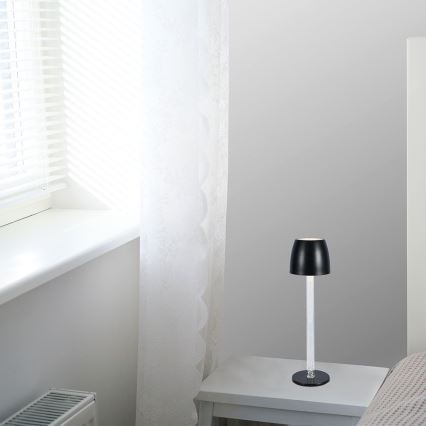 LED Lámpara de mesa táctil recargable y regulable LED/3W/5V 3000K 1800 mAh negro