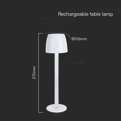 LED Lámpara de mesa táctil recargable y regulable LED/3W/5V 3000K 1800 mAh negro
