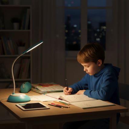 Lámpara de mesa LED recargable y regulable VISUA LED/5W/5V 3000-5000K 1200 mAh azul