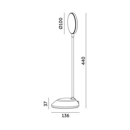 Lámpara de mesa LED recargable y regulable VISUA LED/5W/5V 3000-5000K gris