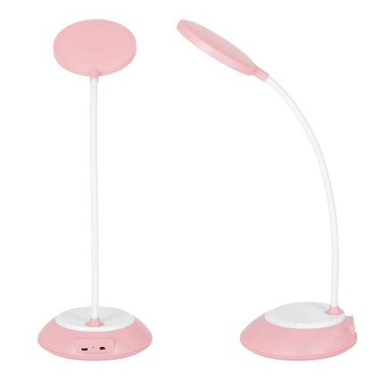 Lámpara de mesa LED recargable y regulable VISUA LED/5W/5V 3000-5000K rosa