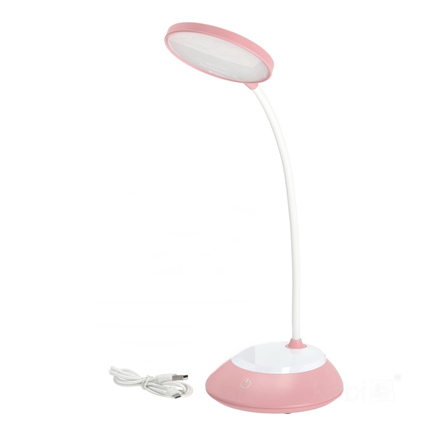 Lámpara de mesa LED recargable y regulable VISUA LED/5W/5V 3000-5000K rosa