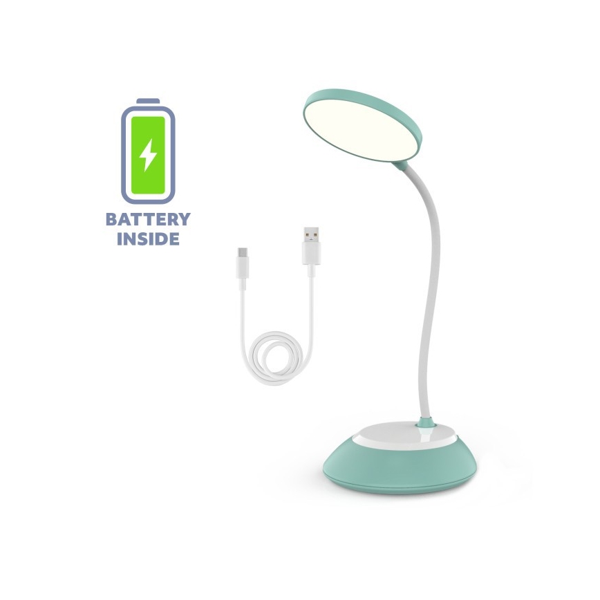 Lámpara de mesa LED recargable y regulable VISUA LED/5W/5V 3000-5000K turquesa