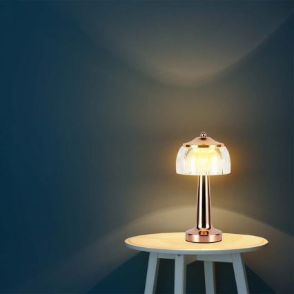 Lámpara de mesa LED recargable con atenuador táctil LED/1W/5V 3000-6000K 1800 mAh oro rosa