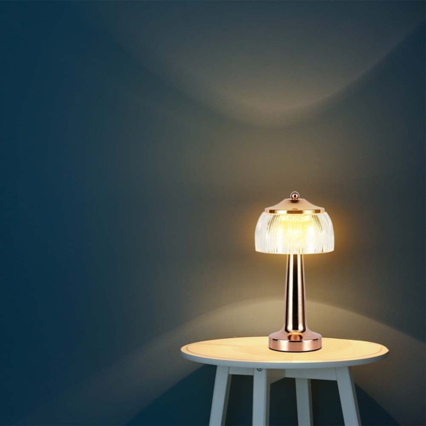 Lámpara de mesa LED recargable con atenuador táctil LED/1W/5V 3000-6000K 1800 mAh oro rosa