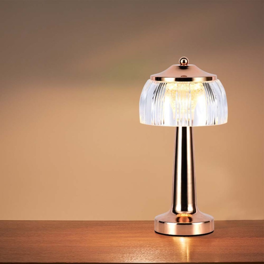 Lámpara de mesa LED recargable con atenuador táctil LED/1W/5V 3000-6000K 1800 mAh oro rosa