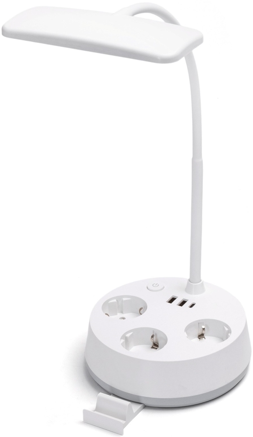 Lámpara de mesa LED regulable Aigostar con tomas de corriente y USB LED/4,6W/230V 3000/4000/6500K blanca