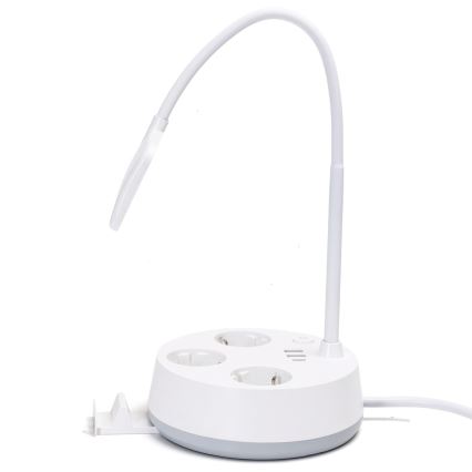 Lámpara de mesa LED regulable Aigostar con tomas de corriente y USB LED/4,6W/230V 3000/4000/6500K blanca
