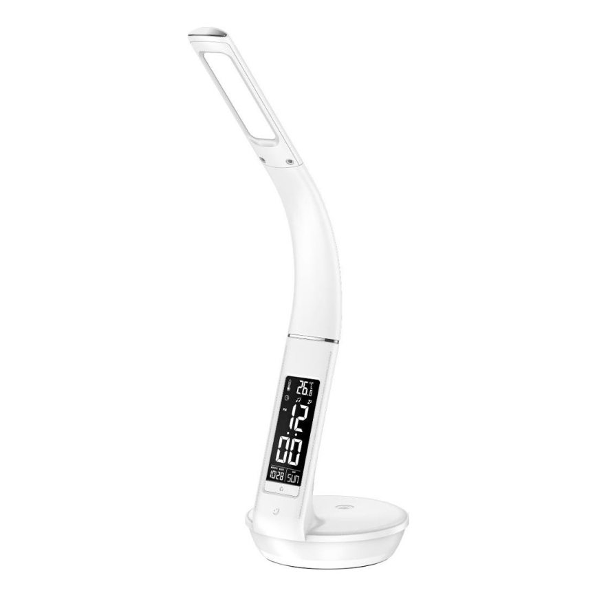 Lámpara de mesa LED regulable con carga inalámbrica Qi 5W y pantalla LED/6W/230V/1xCR2032 3000/4000/6000K blanco