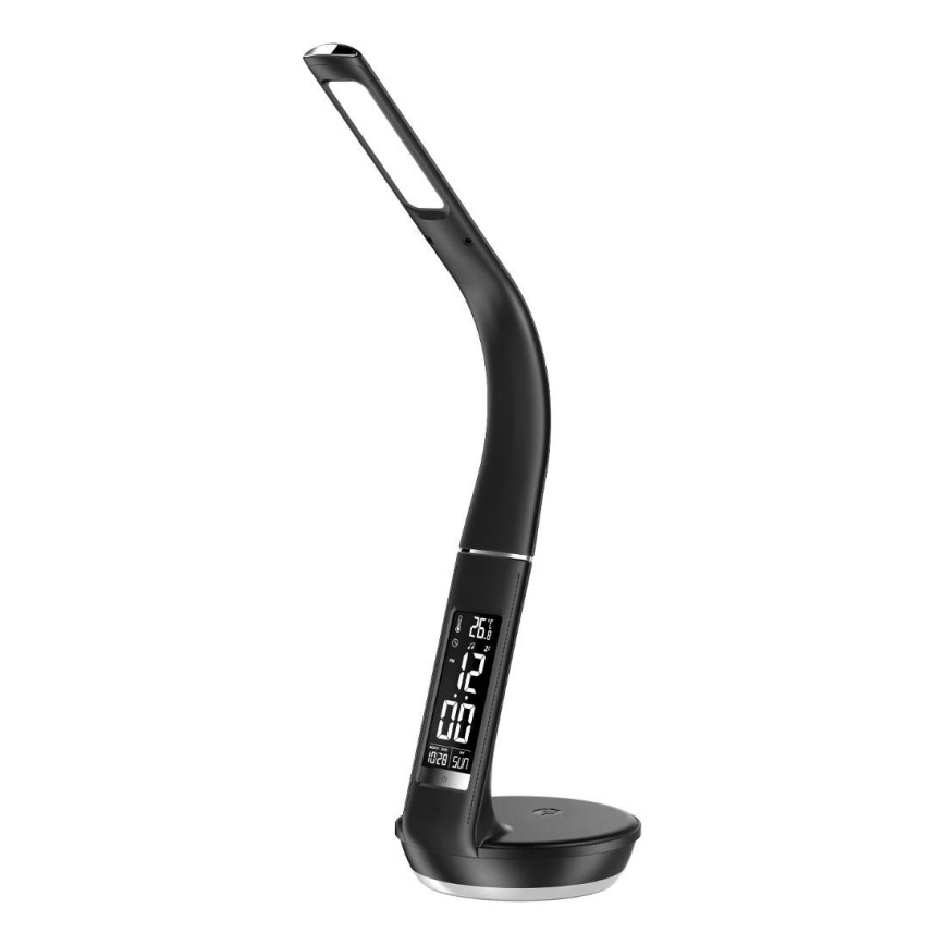 Lámpara de mesa LED regulable con carga inalámbrica Qi 5W y pantalla LED/6W/230V/1xCR2032 3000/4000/6000K negro