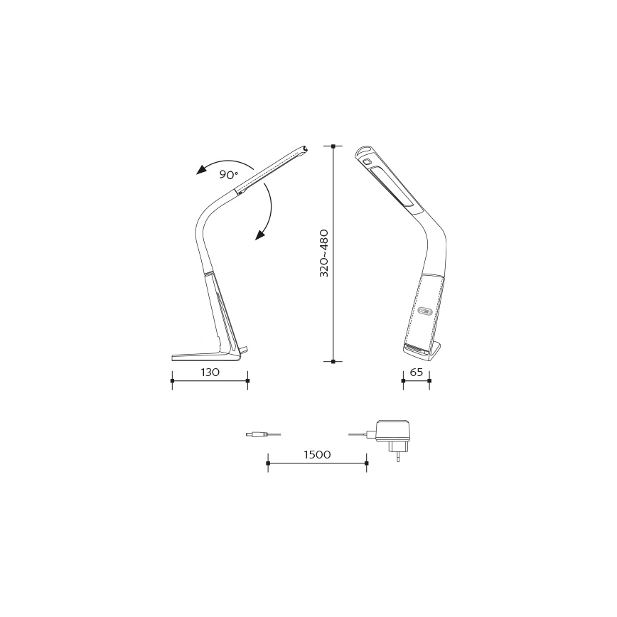 Lámpara de mesa LED regulable con cargador inalámbrico y sensor LORD EVO LED/8W/230V 3000K/4500K/6000K negro