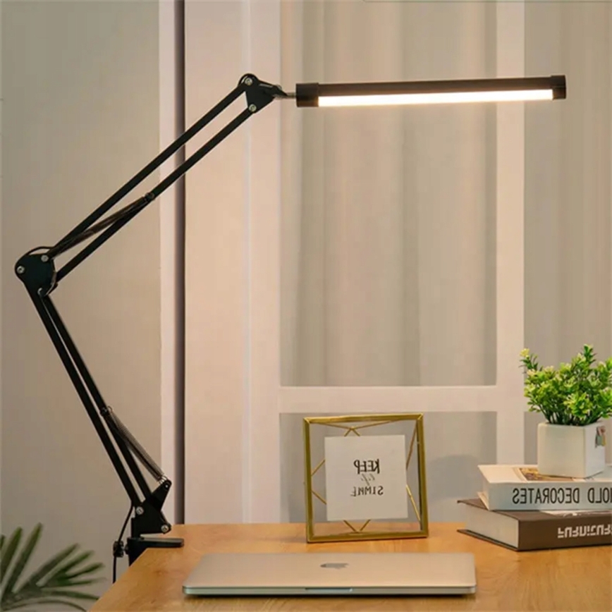 Lámpara de mesa LED flexible con pinza, regulable por toque LED/10W/5/230V 3000/4000/6000K negra