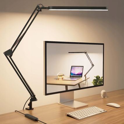 Lámpara de mesa LED flexible con pinza, regulable por toque LED/10W/5/230V 3000/4000/6000K negra