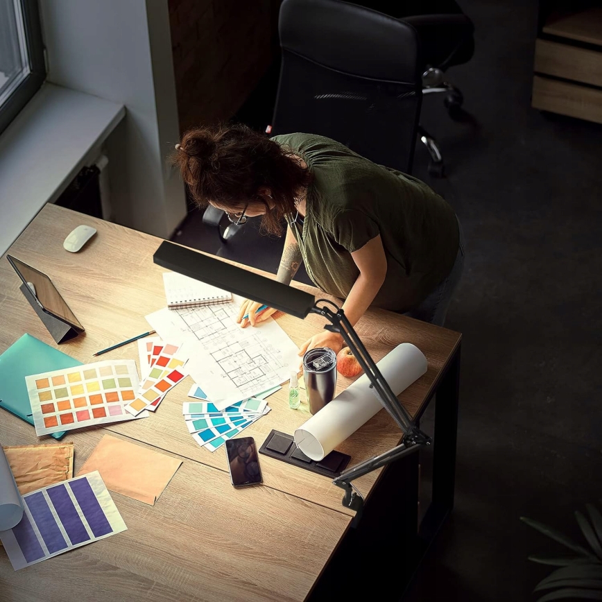 Lámpara de mesa LED flexible con pinza, regulable por toque LED/10W/5/230V 3000/4000/6000K negra