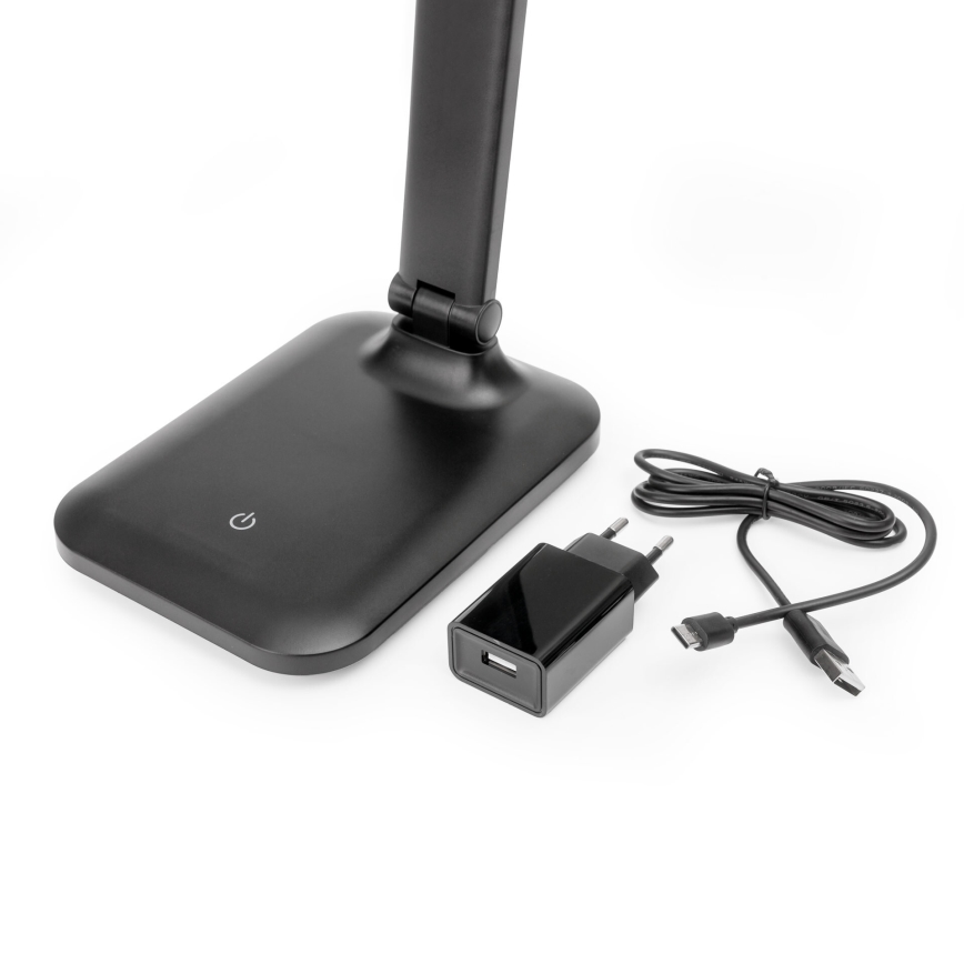 Lámpara de mesa LED regulable con puerto USB REMUS LED/5W/230V negra