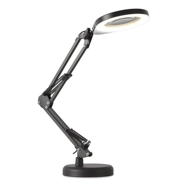 Lámpara de mesa LED regulable con una lupa 2en1 AURIQ LOUPE LED/10W/5V 3000/4000/6500K negro