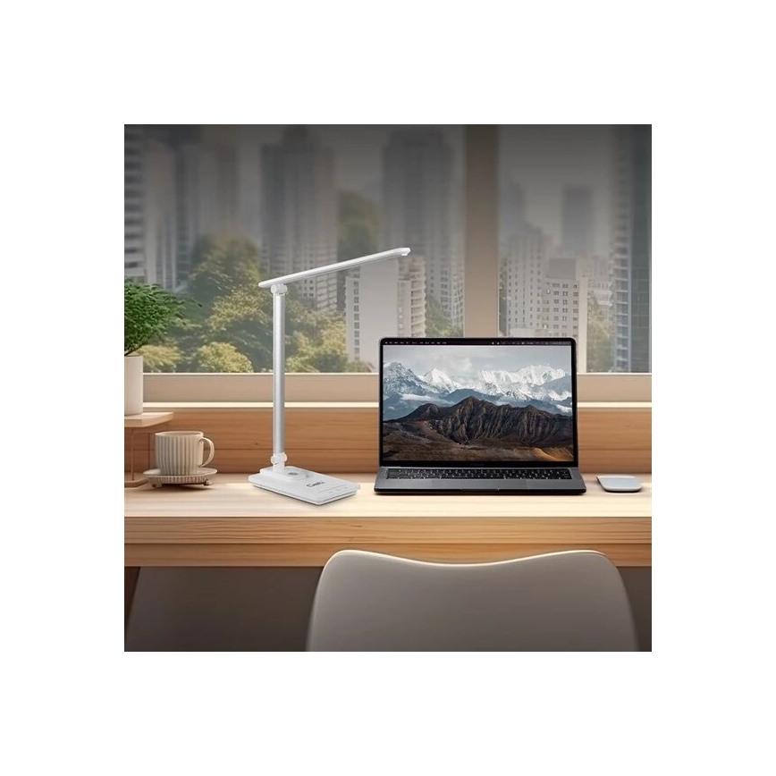 Lámpara de mesa LED regulable con USB LED/9W/230V 3000K/4000K/5500K blanco