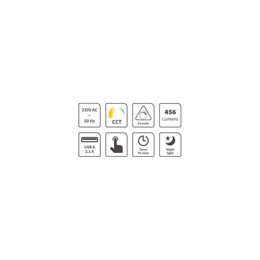 Lámpara de mesa LED regulable con USB LED/9W/230V 3000K/4000K/5500K blanco