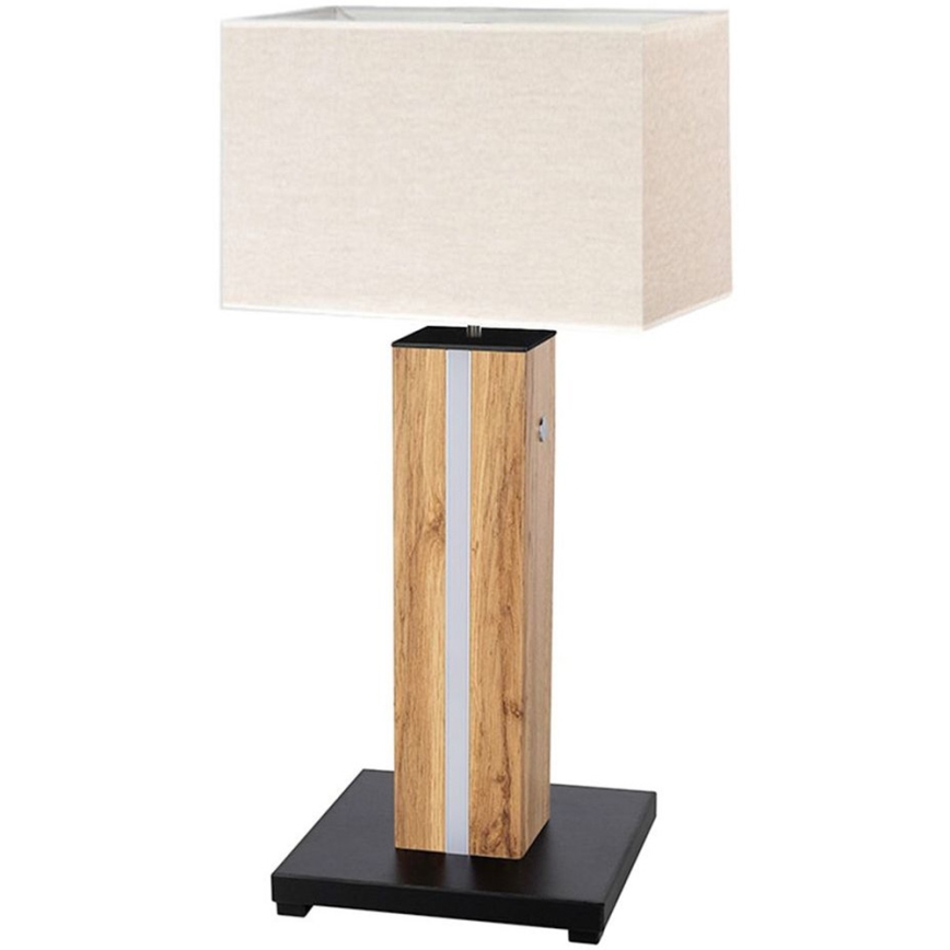 Lámpara de mesa LED regulable FLAME 1xE27/40W+ LED/4,6W/230V 56,5 cm roble