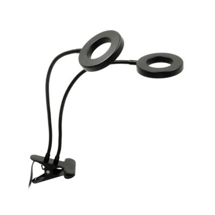 Lámpara de mesa LED regulable flexible con pinza para cultivo de plantas VITARO 2xLED/4W/230V negro