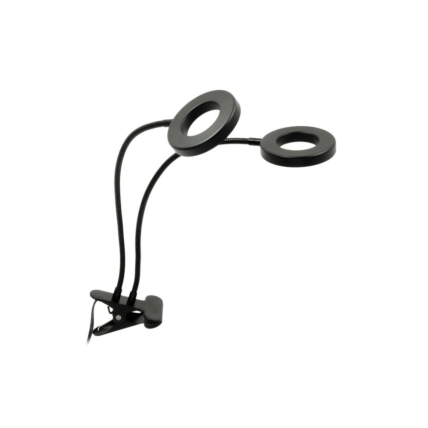 Lámpara de mesa LED regulable flexible con pinza para cultivo de plantas VITARO 2xLED/4W/230V negro