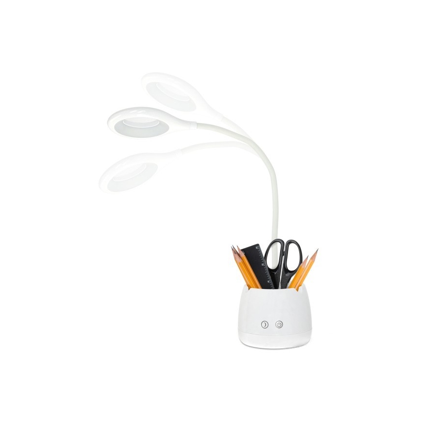 Lámpara de mesa LED regulable, flexible y recargable LUSIA LED/5W/5V 3000/4000K 1200 mAh blanco
