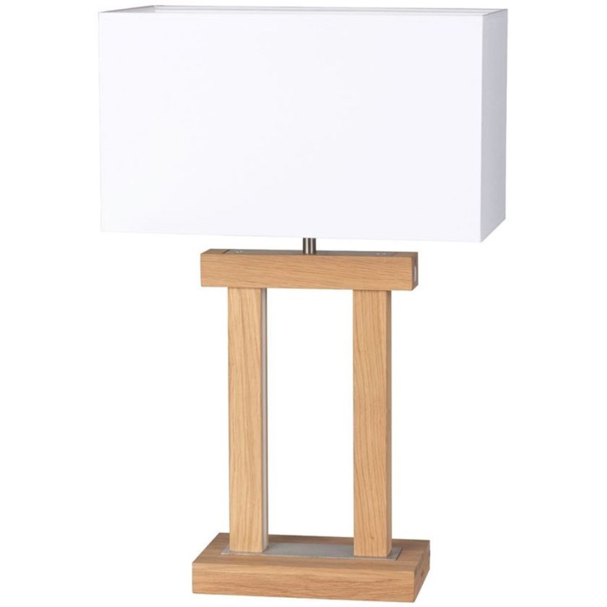 Lámpara de mesa LED regulable HAKON 1xE27/40W+2xLED/7,5W/230V 55 cm roble