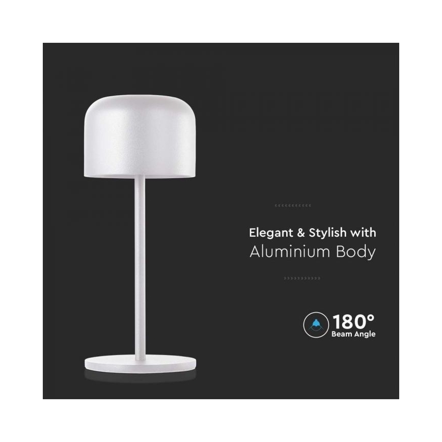 Lámpara de mesa LED regulable y recargable táctil LED/1,5W/5V 2700-5700K IP54 2200 mAh blanco