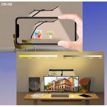 Lámpara de mesa LED regulable táctil flexible LED/24W/230V 3000-6500K CRI 92 negro