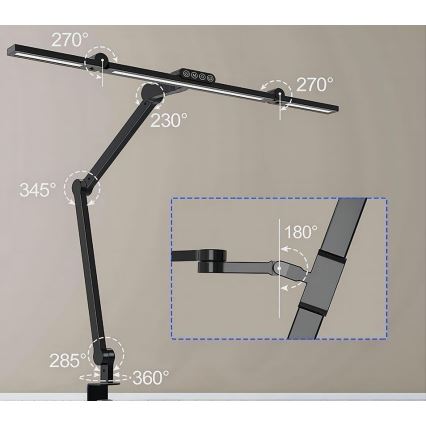 Lámpara de mesa LED regulable táctil flexible LED/24W/230V 3000-6500K CRI 92 negro