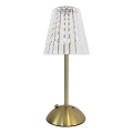 Lámpara de mesa LED regulable táctil recargable ELBA LED/1,6W/800 mAh 3000/4000/6000K dorado/transparente