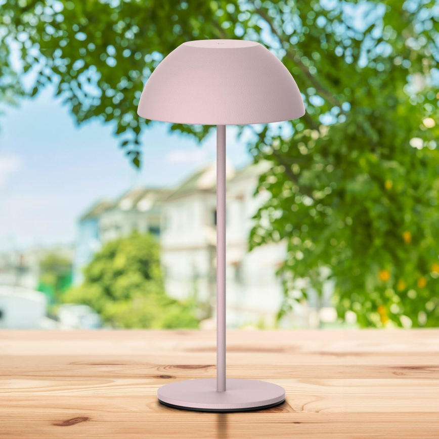 Lámpara de mesa LED de exterior táctil regulable TANZANIA LED/1,8W/5V USB 1800 mAh IP44 rosa