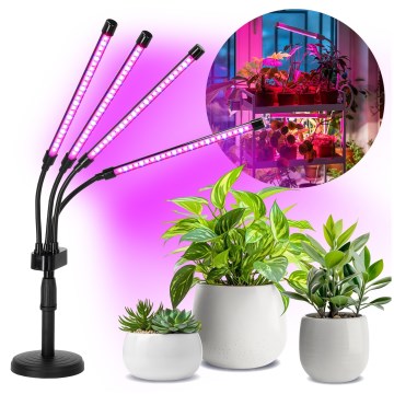 Lámpara de mesa LED regulable y flexible para cultivo de plantas VITARO 4xLED/10W/230V negra