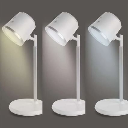 Lámpara de mesa LED regulable y recargable 4en1 LED/6W/3,7V 3000K/4000K/6500K 1500mAh blanco