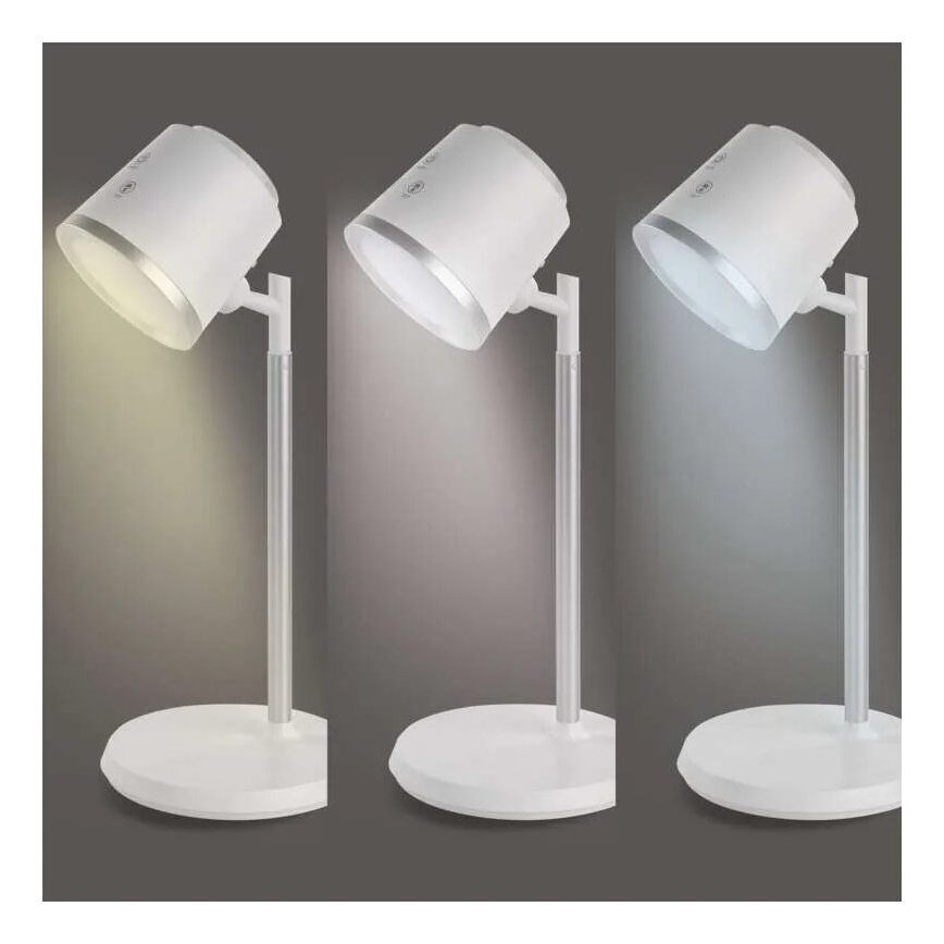 Lámpara de mesa LED regulable y recargable 4en1 LED/6W/3,7V 3000K/4000K/6500K 1500mAh blanco
