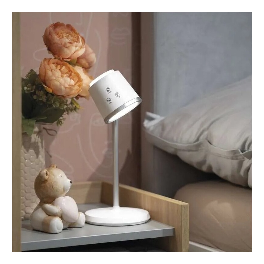 Lámpara de mesa LED regulable y recargable 4en1 LED/6W/3,7V 3000K/4000K/6500K 1500mAh blanco