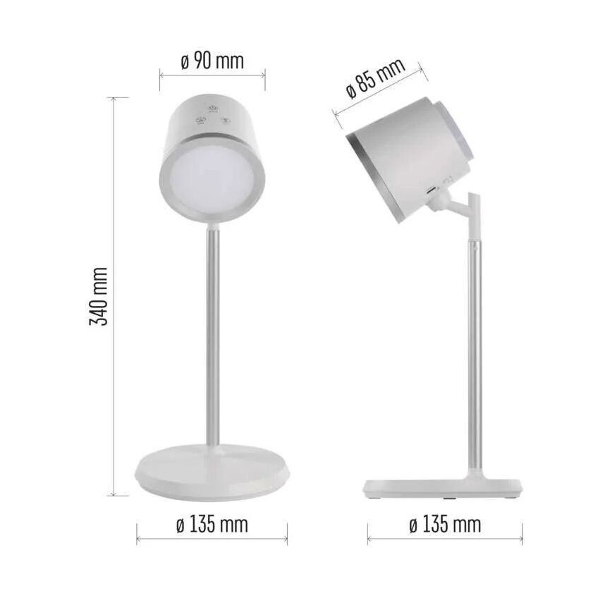 Lámpara de mesa LED regulable y recargable 4en1 LED/6W/3,7V 3000K/4000K/6500K 1500mAh blanco